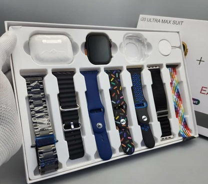 I20 Ultra Max Suit - Smartwatch & Airpods Combo with 7 Straps