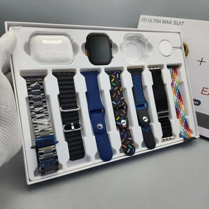 I20 Ultra Max Suit - Smartwatch & Airpods Combo with 7 Straps